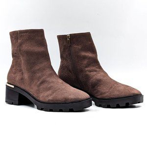 Nine West Women Ronda Brown Fabric Zip Lug Dressy Office Boots size 11